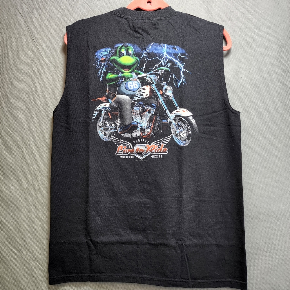 Vintage Be Green Men's Lg Senor Frog Motorcycle Sleeveless Mexico Tank Top Shirt